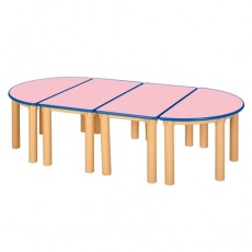 안전 분홍 책상(원목다리)